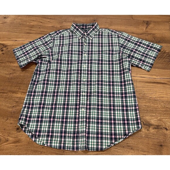 Ralph Lauren Button Down Shirt Mens Large Classic Fit Plaid Multicolor Blue Pink - Picture 2 of 11